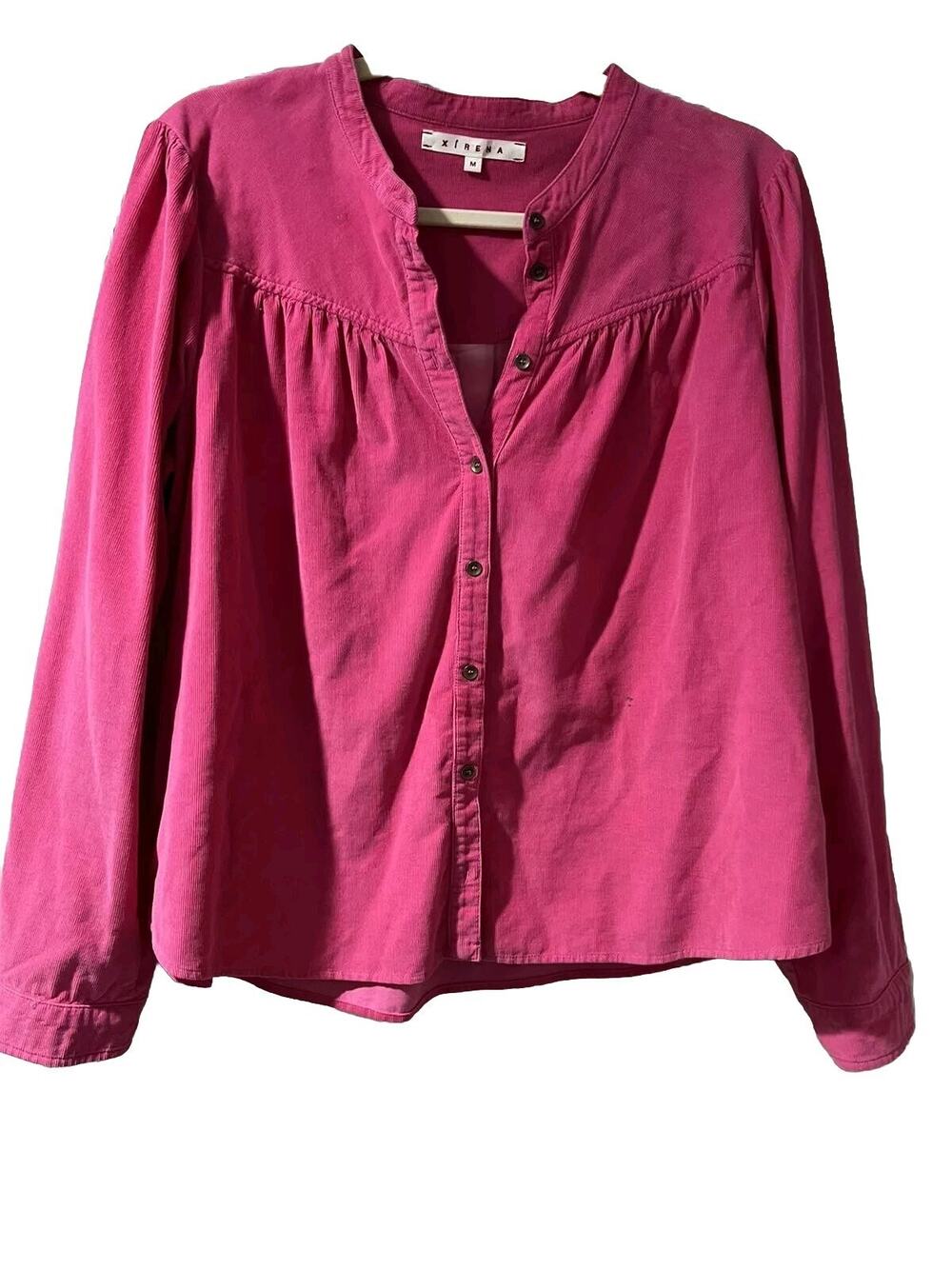 Xirena Corduroy Emilia Shirt Cotton Pink Button Front Pink M A003082